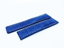 Blue Croco Genuine Leather
