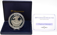 Silver Proof 5oz Coin King Henry VIII £10 Gibraltar 2009 BOX+COA