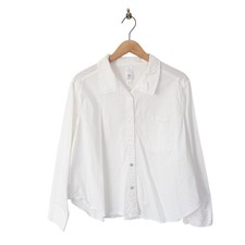 MarlaWynne Layers Poplin Shirt Size 2XL White Boxy Crisp Cotton Blend