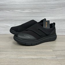FitVille Wide Fit Diabetic Shoes Size 11.5 Black Strap Slippers Trainers Walking