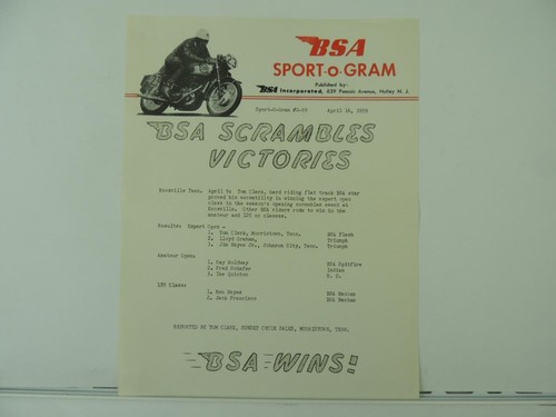 Vintage 1959 bsa sport - vintage, sport-o-gram
