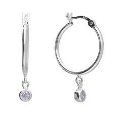Sterling Silver Alexandrite Hoop Dropper Earrings - JUNE Birthstone