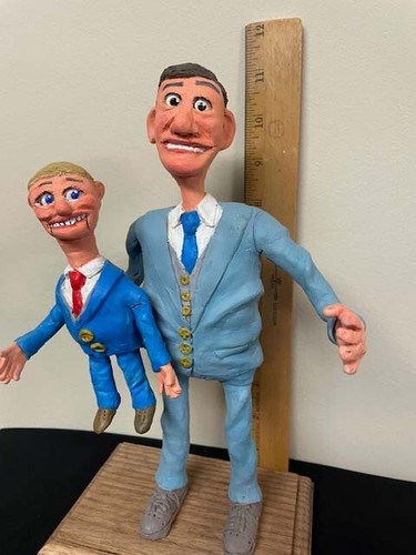 Ventriloquist figurine dummy - ventriloquist, dummy/