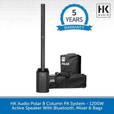 HK Audio Polar 8 Portable Column PA System 1200W Active Bluetooth Speaker + Bags