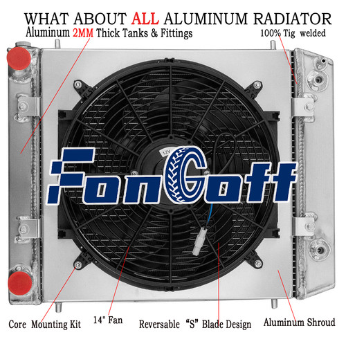 Row radiator fan - 3-row, fan+shroud