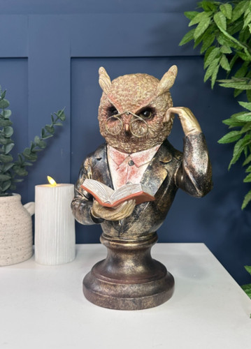 Dapper owl bust ornament - bust, art