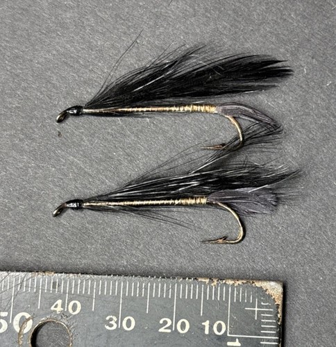 Pair vintage salmon flies - pair, of