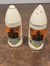2 X WW1 British Crested China Models of Artillery Shells with WHITCHURCH Crest