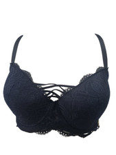 WOMEN FULL CUP PADDED WITH FLORAL LACE LADIES BRA IN BLACK COLOUR