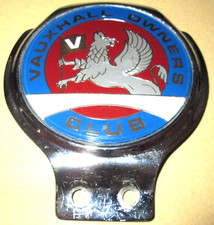 VAUXHALL OWNERS CLUB- VINTAGE RENAMEL - Grill Badge & Fixings (FIND ANOTHER?)