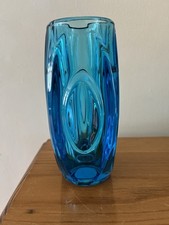 Vintage Blue Lens Vase Czech Rudolf Shrotter For Sklo Union 1950/1960’s.