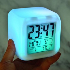7-Colour Changing Digital Alarm Clock with LED Night Light – Bedside Room Décor