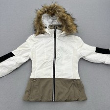 Nevica N10 Ski / Snowboard Jacket – Cream & Khaki – Faux Fur Hood – Size 10 (S)