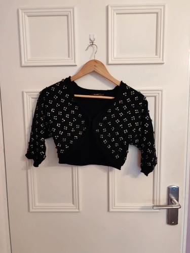Reiss sequin beaded wool shrug