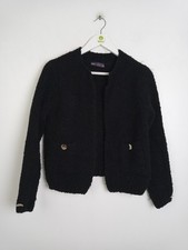 M&S Women's Acrylic Blend Open Front Cardigan Black Size S NWOT F2
