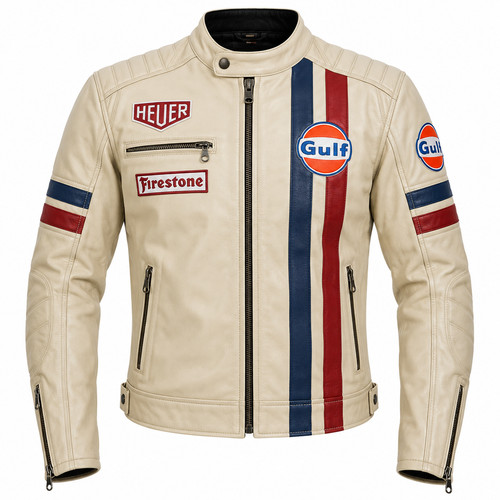 Men genuine leather racing - men's,