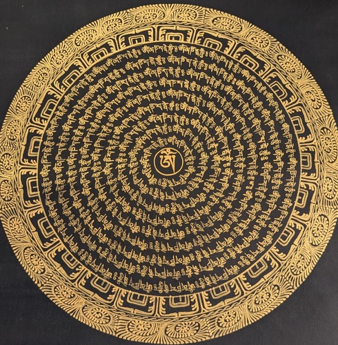Golden tibetan thangka - tibetan,