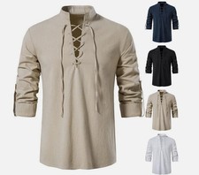 Men Medieval Lace Up T Shirt
