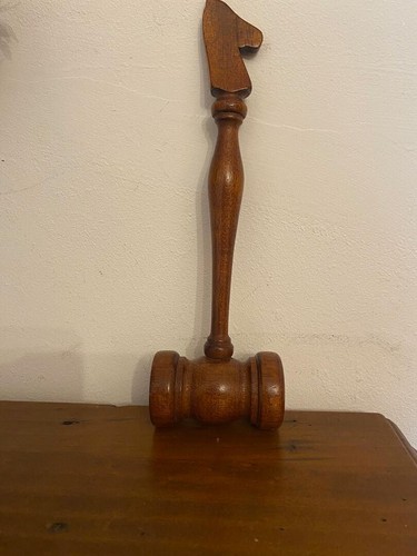Vintage dark wooden gavel - wooden,