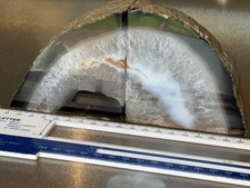 Vintage Natural Agate Geode Quartz Polished Crystal Slice Bookends Set Of 2