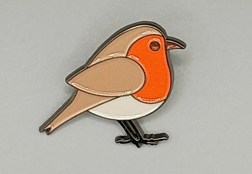 Standing robin pin badge - robin,