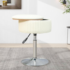 Beige Velvet Vanity Stool with