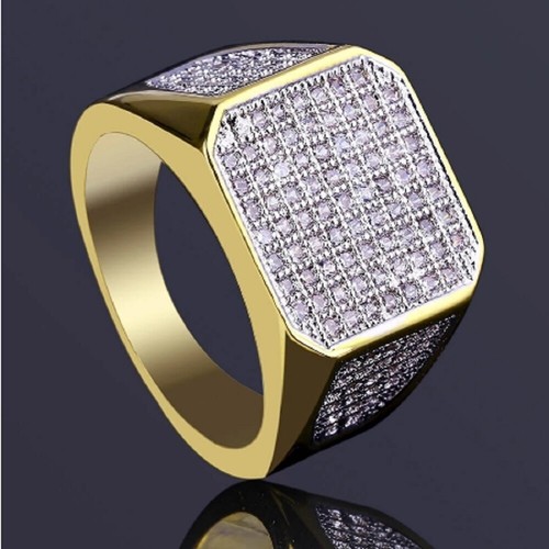 Mens 18k gold - gold, micropave