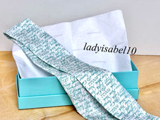 Tiffany & Co. Silk Scarf Notes NEW YORK FIFTH AVE Blue and White w/ Box