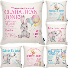 Personalised New Baby Gift Cushion Cover Christening Pillow Cute Baby Shower
