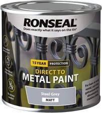 Ronseal Direct to Metal Rust Garden Shed Fence Paint Steel Grey Matt 250ml