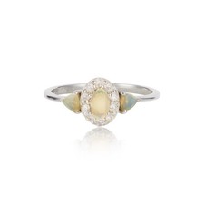 Ethiopian opal and topaz silver ring Size N 1/2
