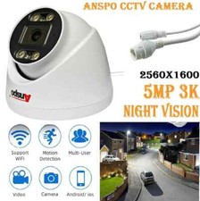 ANSPO PoE CCTV Camera Outdoor Security Turret 5MP 3K Colour Night Vision Mic UK