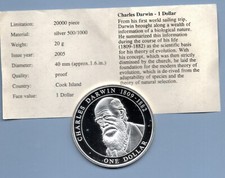 2005 COOK ISLANDS $1 PROOF COIN. 40 mm DIAMETER. 500 SILVER.