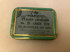 Vintage Peerless 1000 Stamp Hinges Tin Box