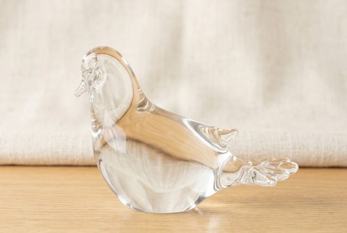 Vintage clear glass pigeon - clear,