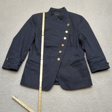 French Connection Military Jacket Womens UK 14 Black Button Up Pockets Outdoors