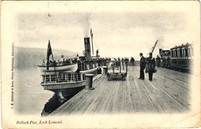 Balloch Pier Loch Lomond With Steamer Scotland Vintage Postcard