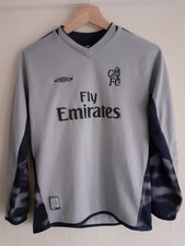 Chelsea Fc Goalkeeper Shirt Vintage 03/04 2003 Grey Fly Emirates Long Sleeve 