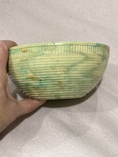 Vintage Seaforth Bakelite Ribbed Bowl Yellow Green Red Brown Marl