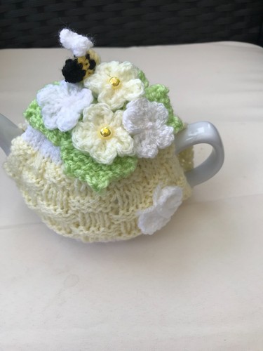 Hand knitted basket weave - knitted, tea