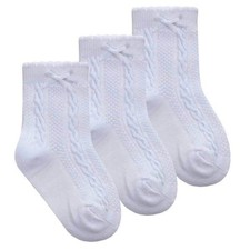 Baby Girls White Socks Cable