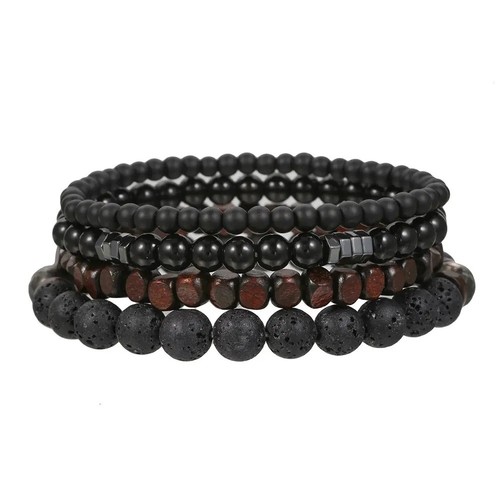 4pcs set men black beaded - set, men's