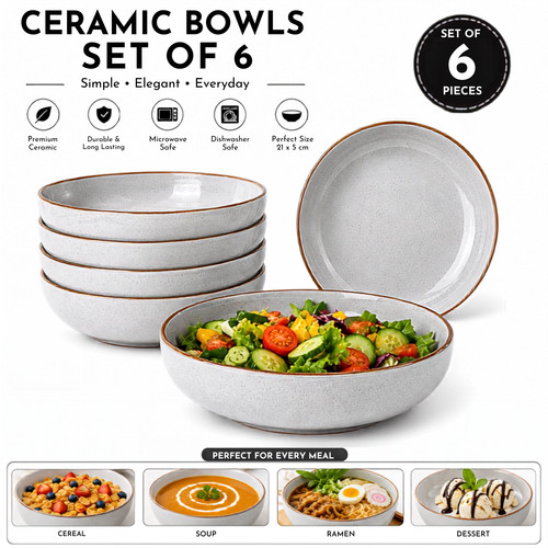 6pc ceramic pasta - pasta, bowls