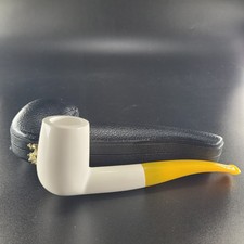9mm filtered Large smooth billiard meerschaum pipe handcarved by CPW Pipes 33