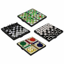 Magnetic Travel Board Games set of 4 - snakes & ladders, ludo, chess, draught