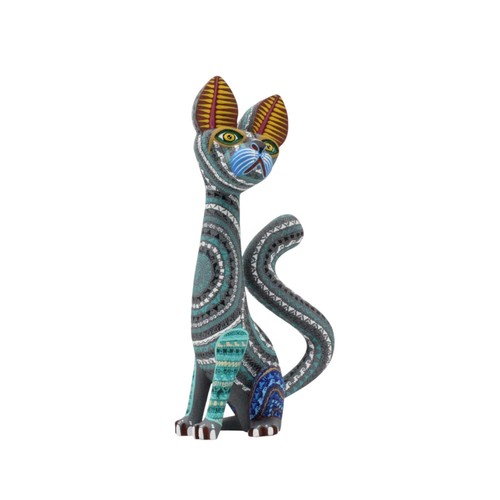 Wooden cat alebrije mexican - wooden,