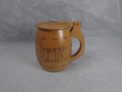Wooden tankard with lid - tankard,