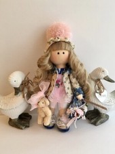 Rag Doll Handmade in the UK, Tilda Doll, OOAK Doll, Gift, Art Doll Lola, 9,5 in.