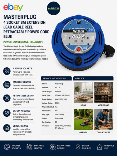 Masterplug socket 8m - masterplug,