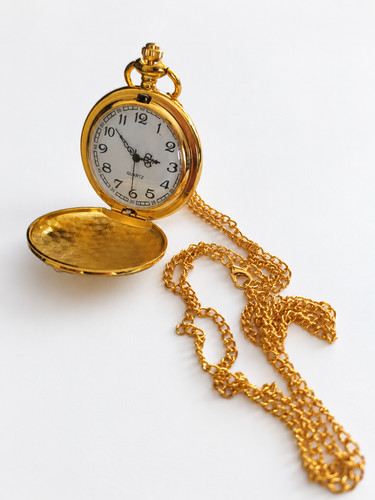 Gold tone pocket watch quartz - gold,